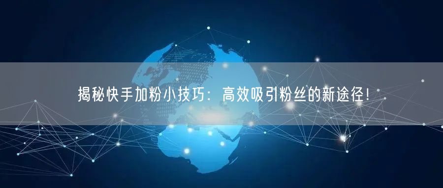 揭秘快手加粉小技巧：高效吸引粉丝的新途径！