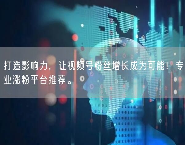 打造影响力，让视频号粉丝增长成为可能！专业涨粉平台推荐。